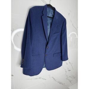 TURNBURY mens Blue 100% CAMEL HAIR sport coat suit jacket blazer 46 R